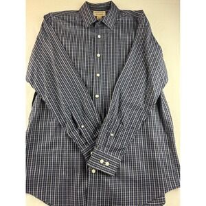 Duluth Trading Co. Wrinklefighter Mens Long Sleeve Plaid‎ Shirt L Tall Blue